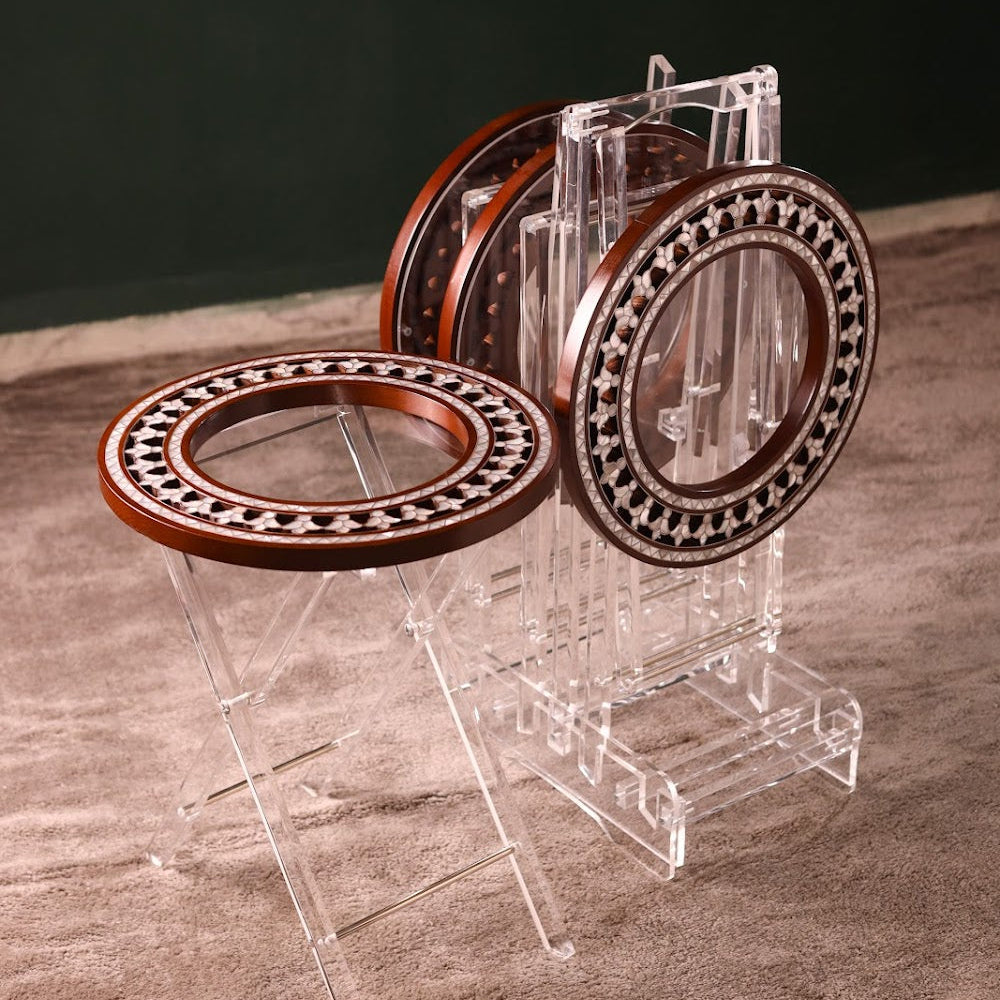 Mother of Pearl Table Set with Handmade End Table Style | Tulip Collection