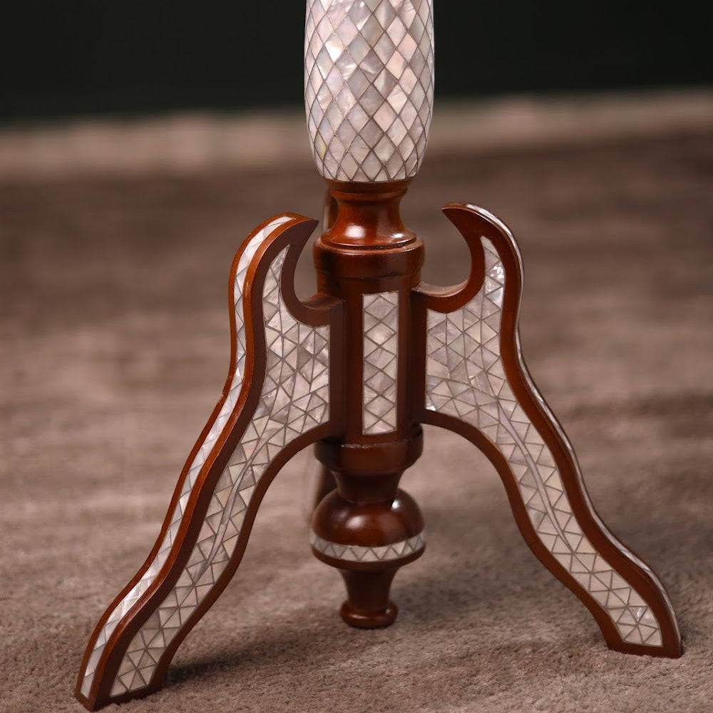 Mother of Pearl Handmade Side Table with Tin Inlay | Taj Collection D2