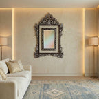 Handmade luxurious mirror with mother-of-pearl inlaid and lightened frame | Narjis collection