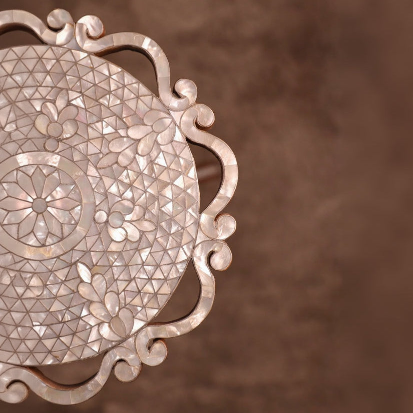 Mother of Pearl Handmade Side Table with Tin Inlay | Taj Collection D2