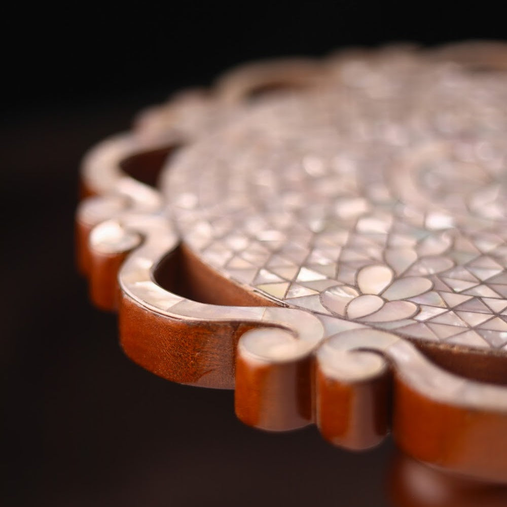 Mother of Pearl Handmade Side Table with Tin Inlay | Taj Collection D2