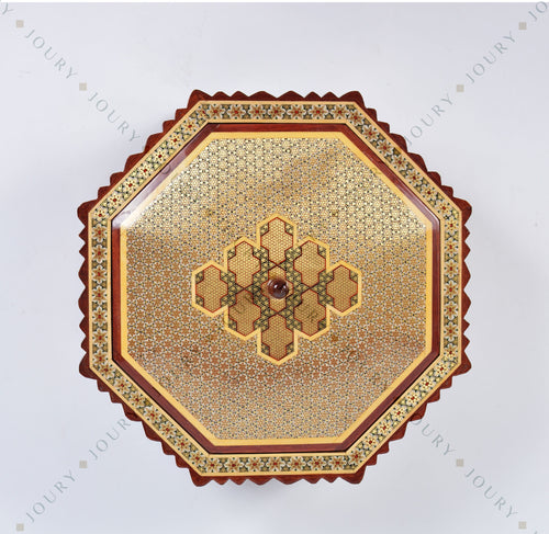 Handmade Mosaic Wooden Box with Copper Inlay