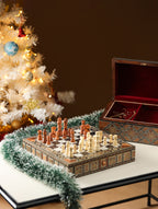 Wooden Chess Board with a Storage for the Pieces mosaic inlay with pearls Christmas gift.