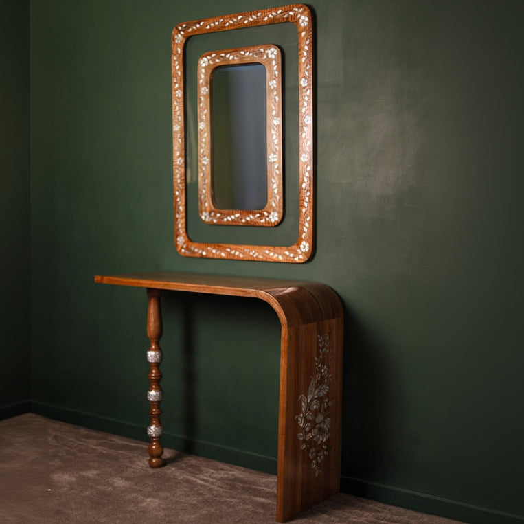 Handmade Decorative Mirror and console Set with Mother of Pearl Inlay | Zahra Collection