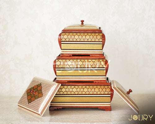 Luxury Mosaic Wooden Box with Copper Inlay