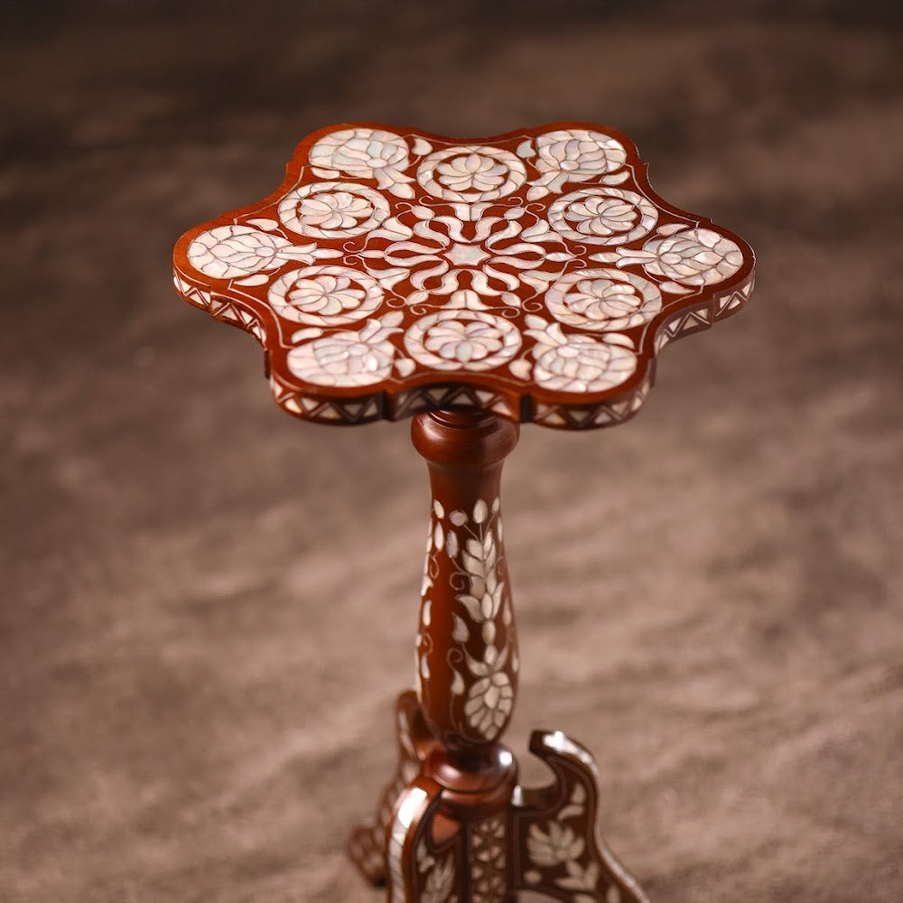 Handmade Side Table Crafted in Hardwood with Mother of Pearl | Qissa Collection