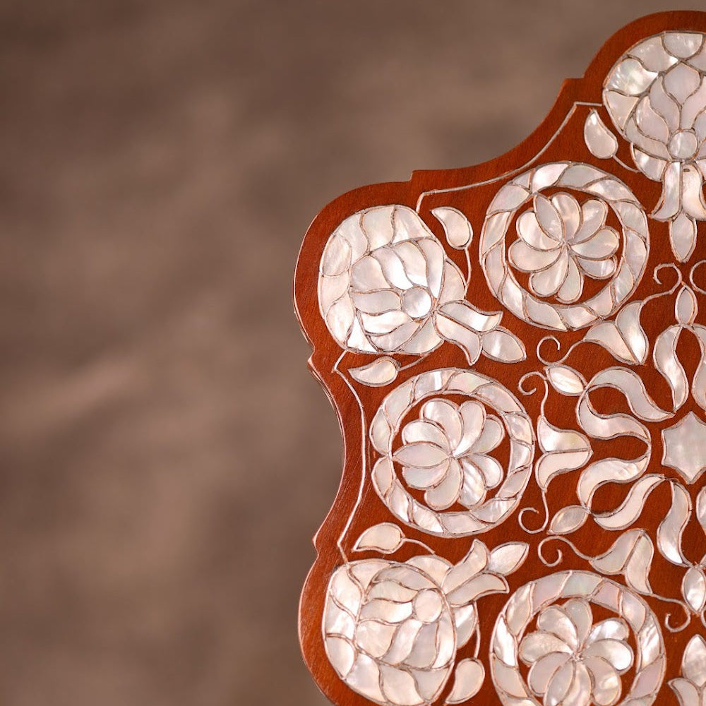 Handmade Side Table Crafted in Hardwood with Mother of Pearl | Qissa Collection