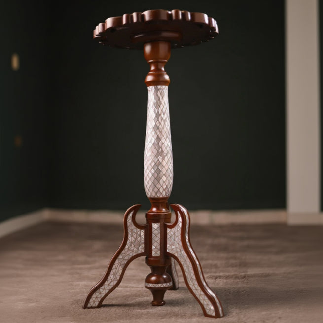 Mother of Pearl Handmade Side Table with Tin Inlay | Taj Collection D2
