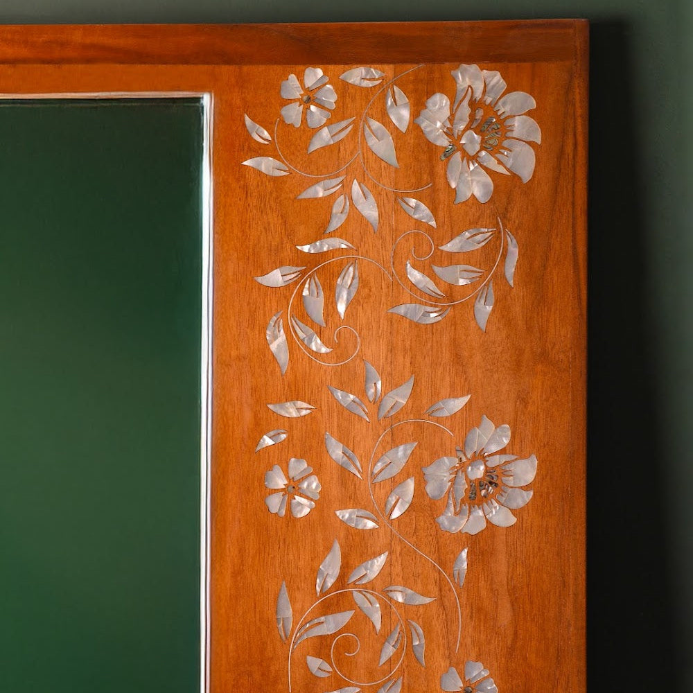 Full Length Handcrafted Wood Standing Mirror with Mother of Pearl Inlay | Zahra Collection