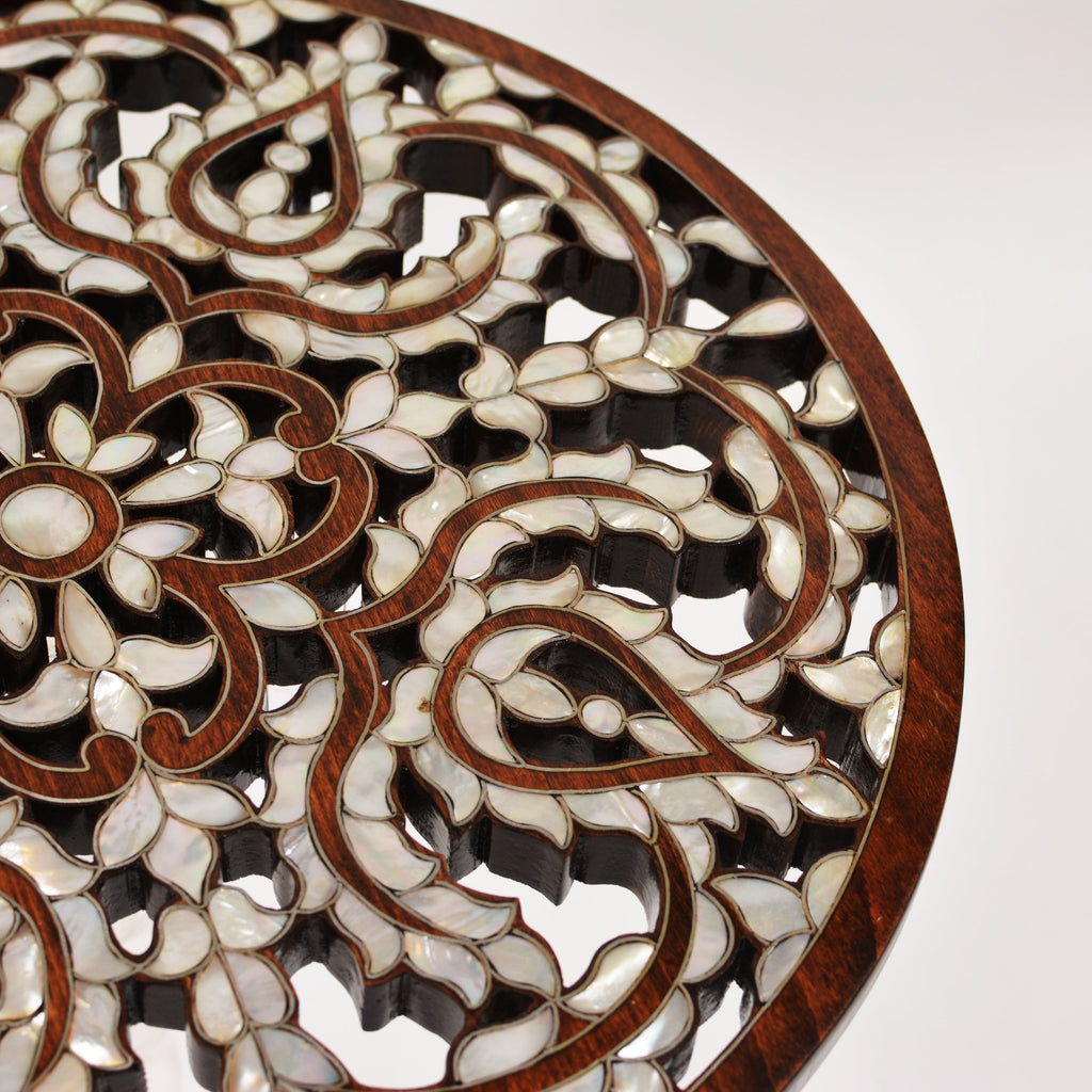 Handmade Side Table with Mother of Pearl Inlay | Hareer Collection