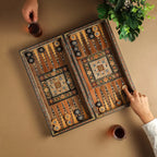 16" Foldable Chess & Backgammon Board – Mosaic Inlay (FREE Checkers)
