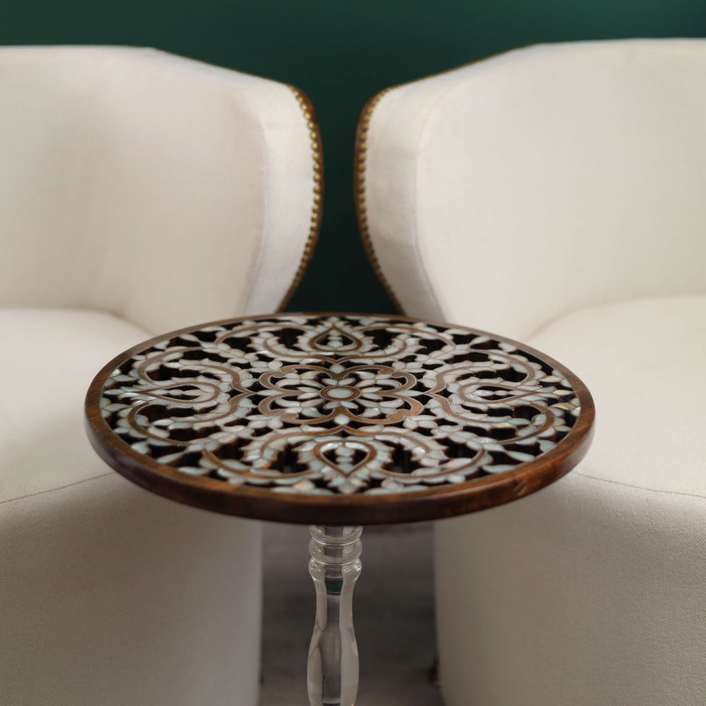 Handmade Side Table with Mother of Pearl Inlay | Hareer Collection
