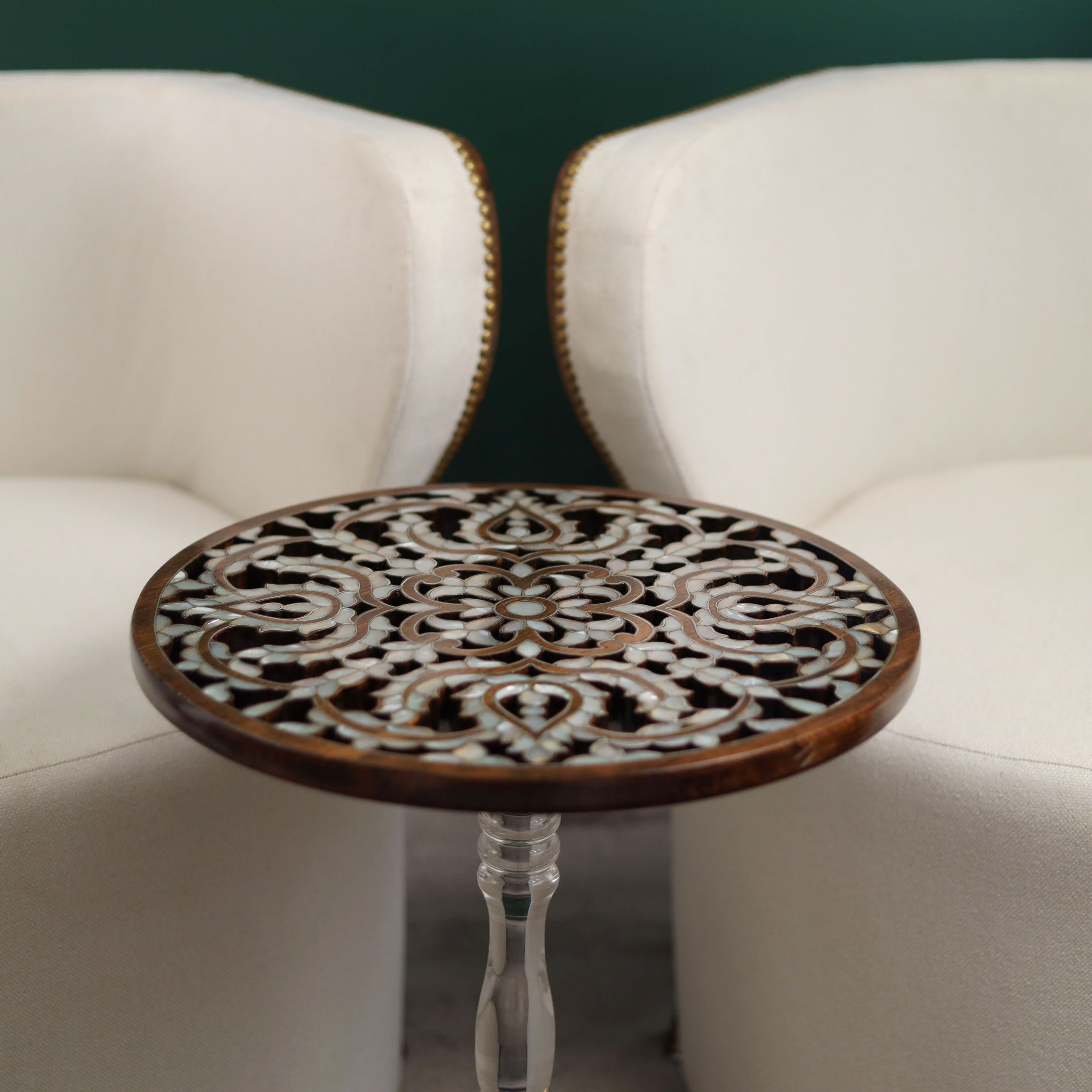 Handmade Side Table with Mother of Pearl Inlay | Hareer Collection