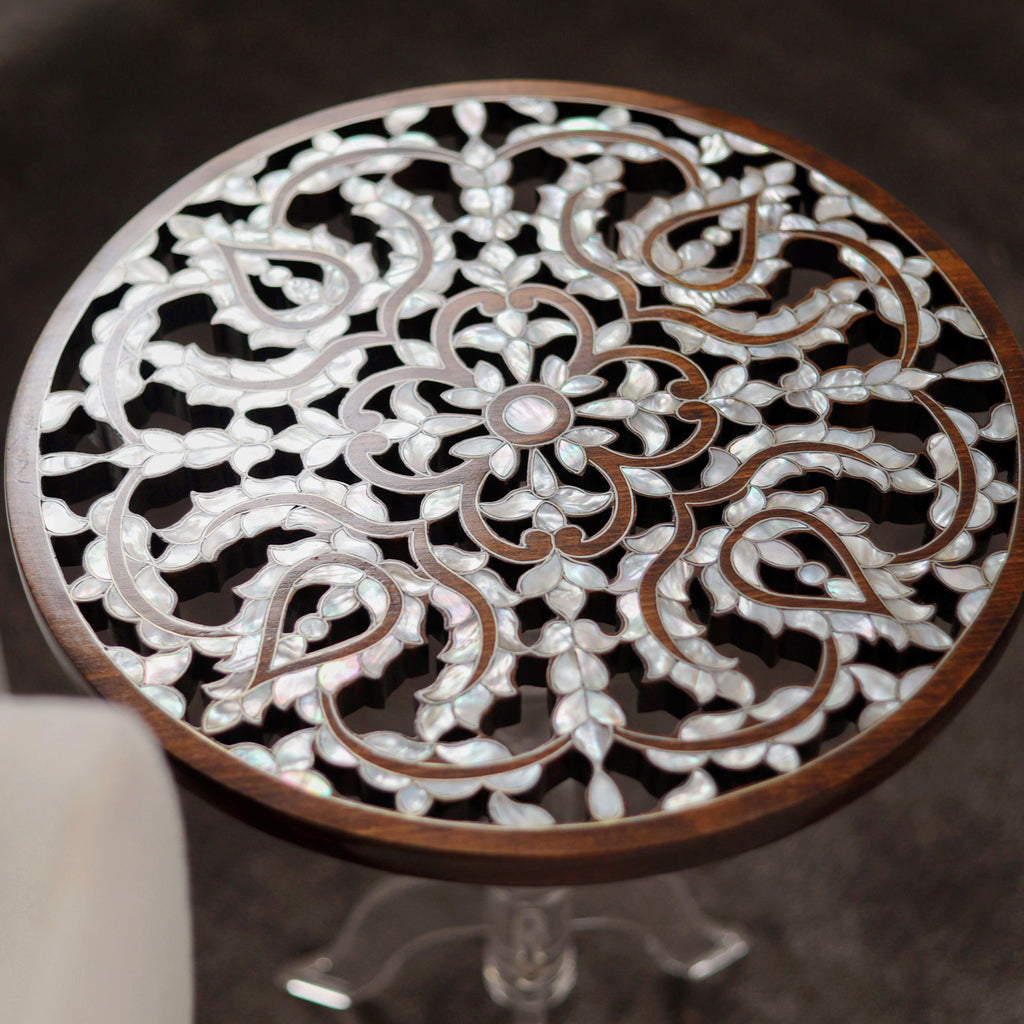 Handmade Side Table with Mother of Pearl Inlay | Hareer Collection