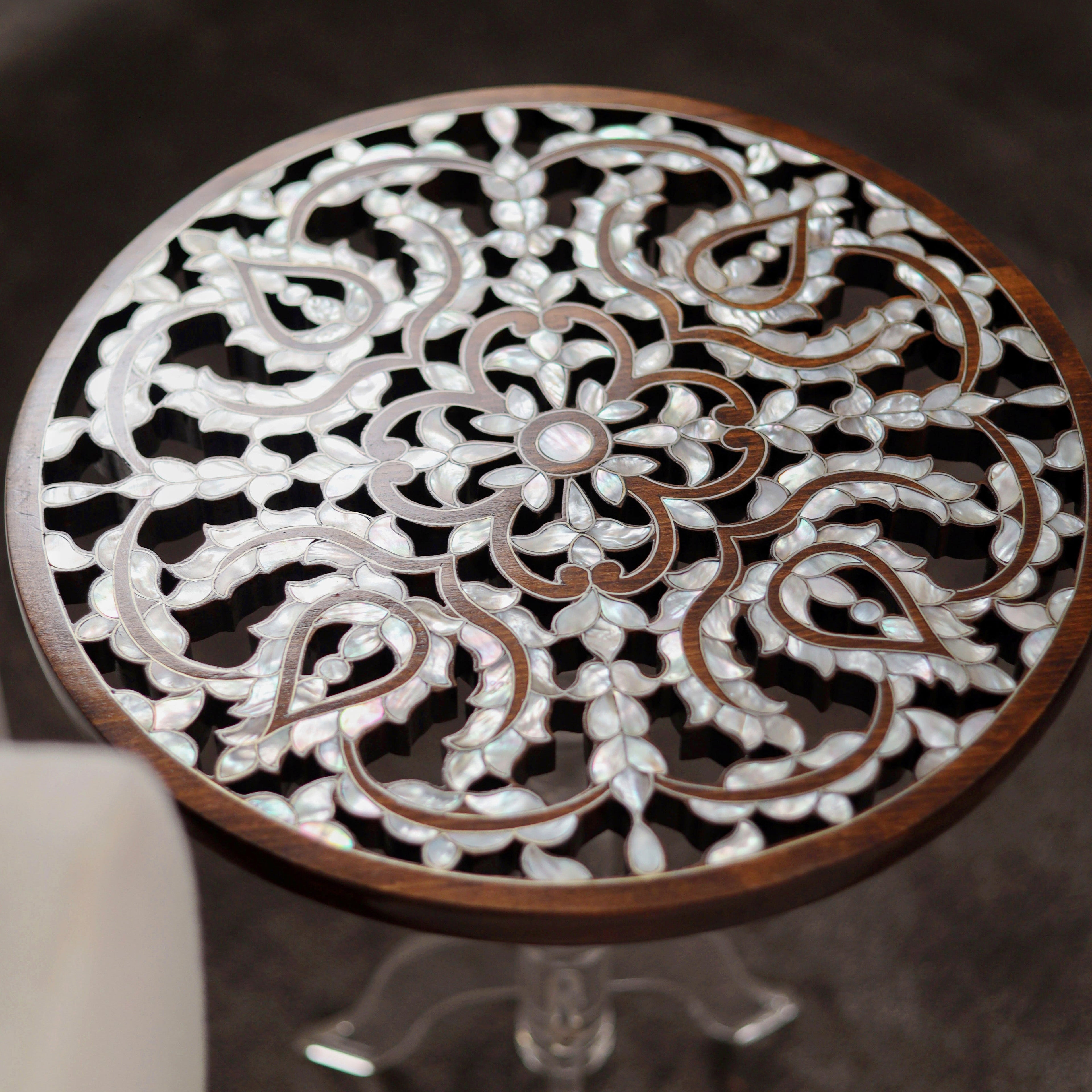 Handmade Side Table with Mother of Pearl Inlay | Hareer Collection