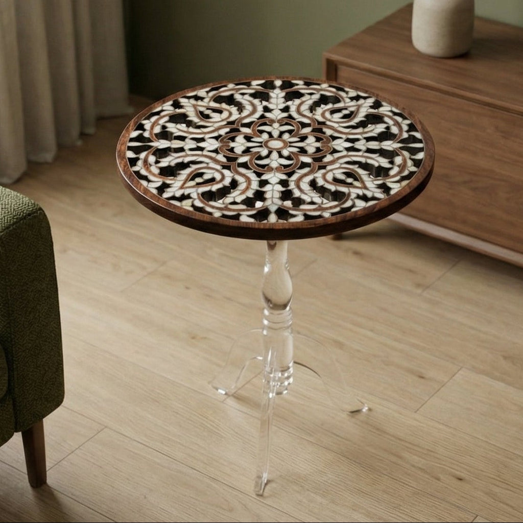Handmade Side Table with Mother of Pearl Inlay | Hareer Collection