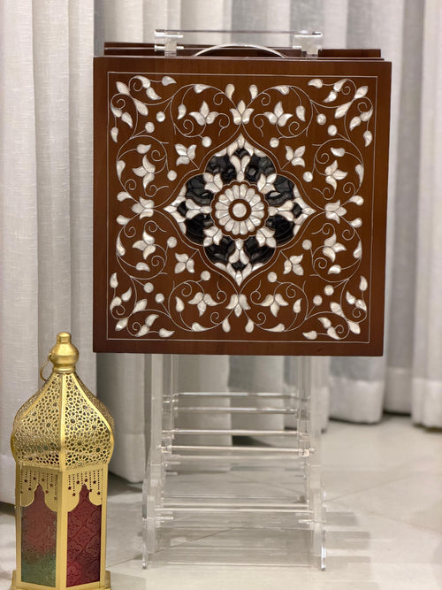 Mother of Pearl Table Set with Handmade End Table Style | Square Collection