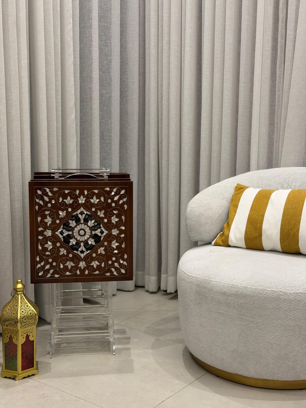 Mother of Pearl Table Set with Handmade End Table Style | Square Collection