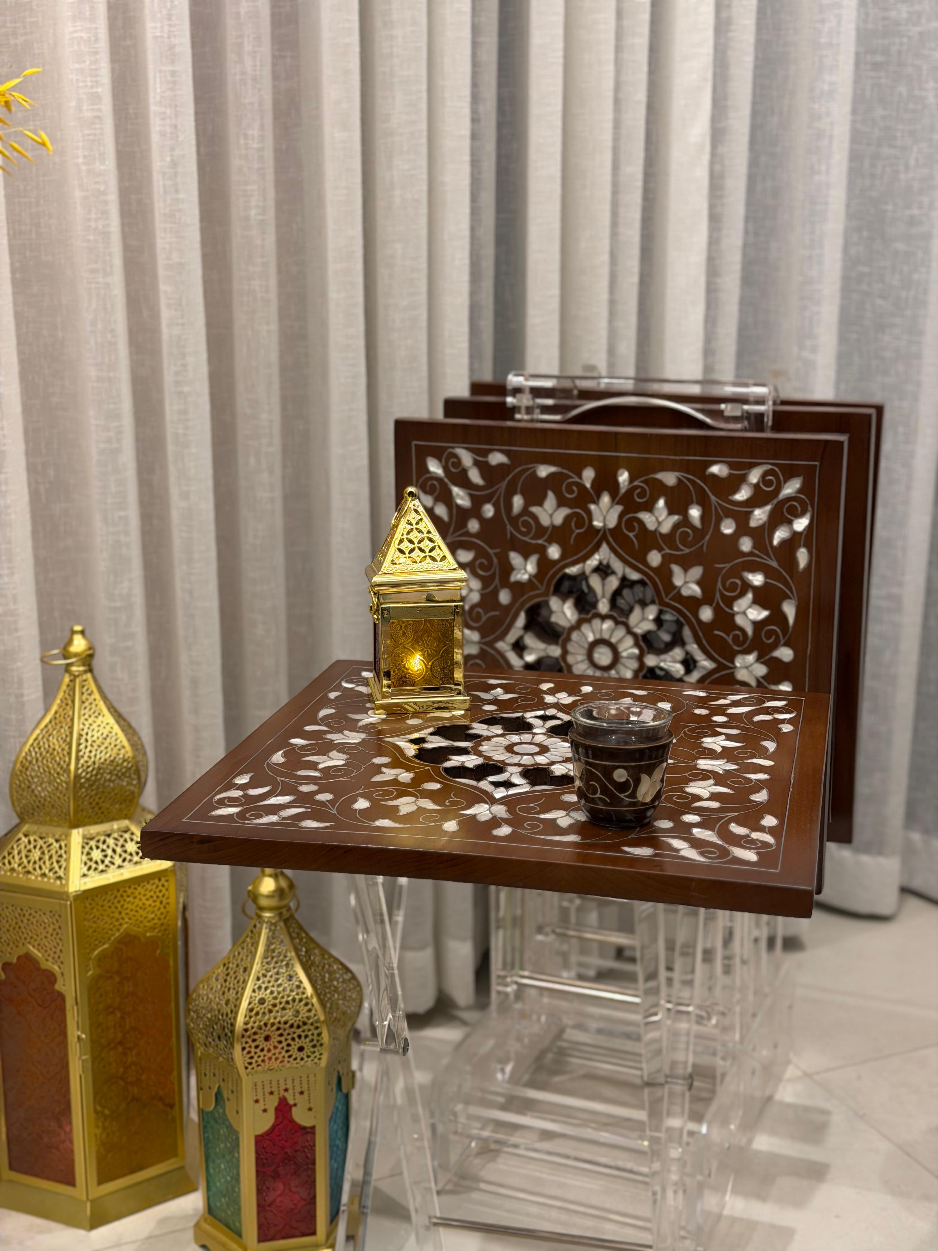 Mother of Pearl Table Set with Handmade End Table Style | Square Collection
