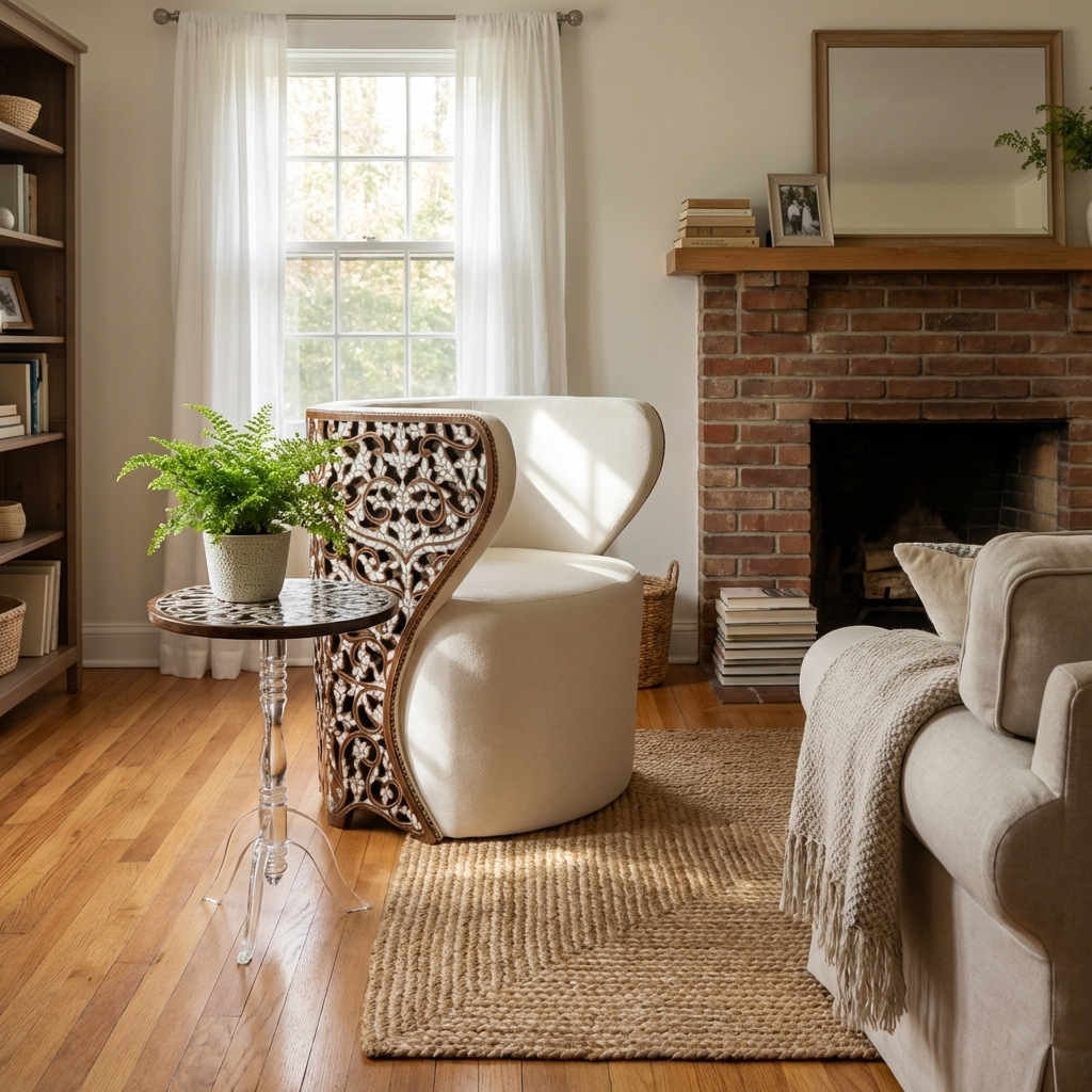 Artisan Mother of Pearl Statement Chair | Hareer Collection