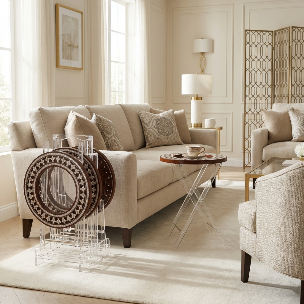 Mother of Pearl Table Set with Handmade End Table Style | Tulip Collection