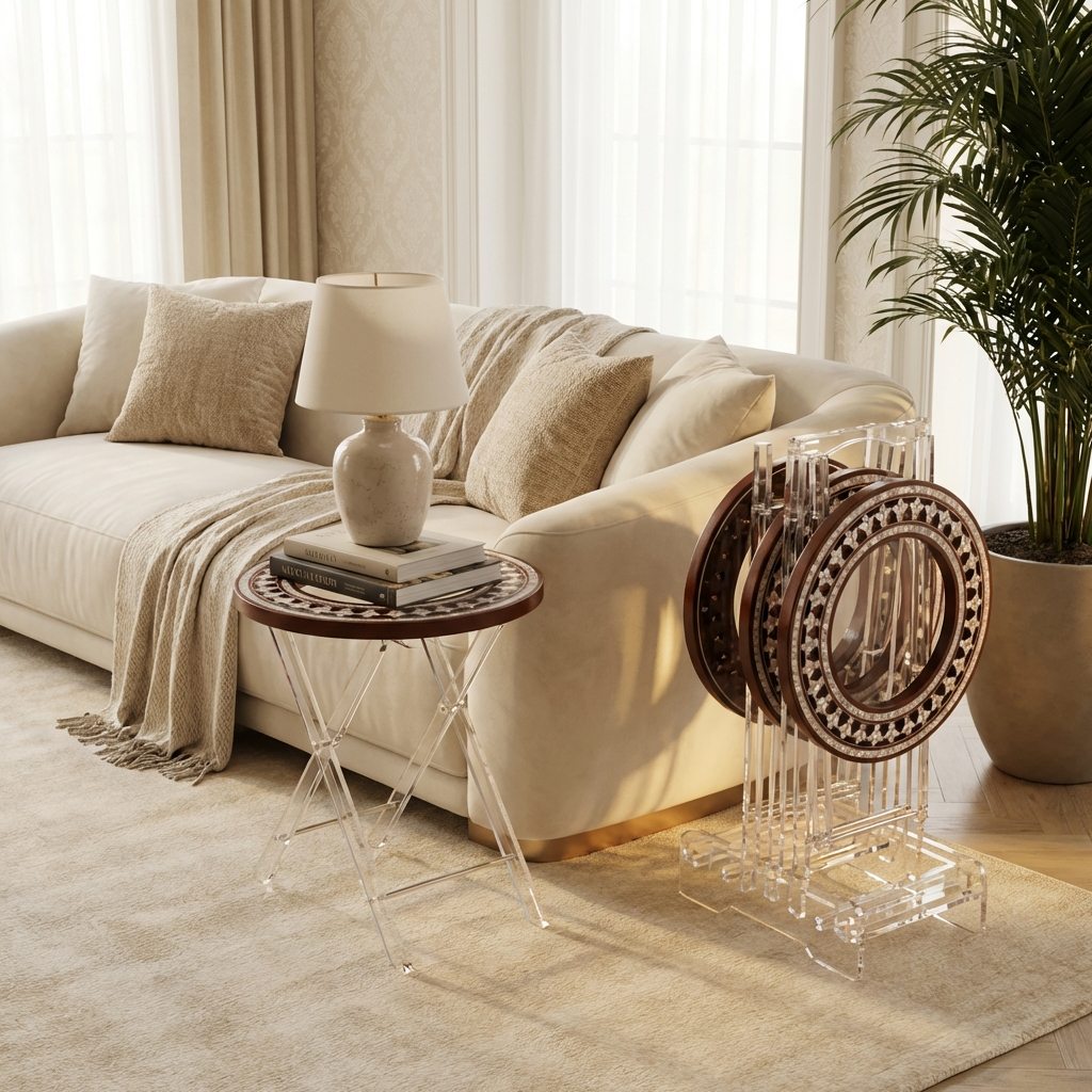 Mother of Pearl Table Set with Handmade End Table Style | Tulip Collection