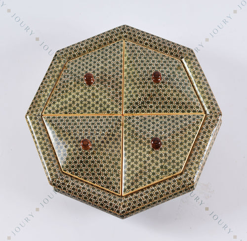 4 Compartment Mosaic Box with Copper Inlay