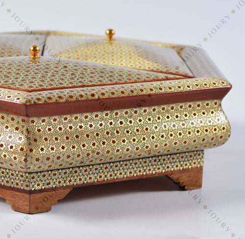 3 Compartment Mosaic Jewelry Box with Copper Inlay