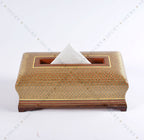 Wooden Tissue box inlaid with copper