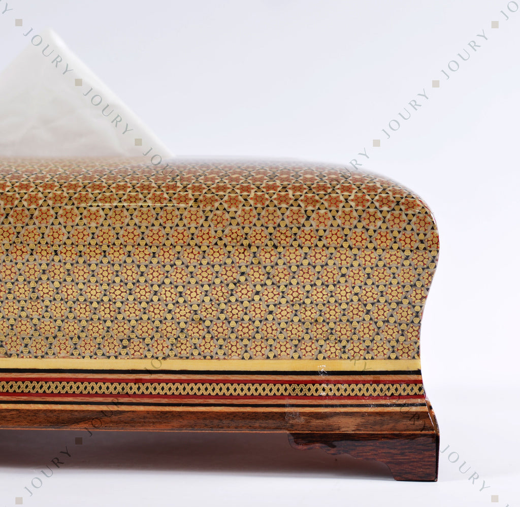 Wooden Tissue box inlaid with copper