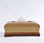 Wooden Tissue box inlaid with copper