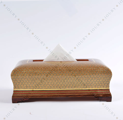 Wooden Tissue box inlaid with copper