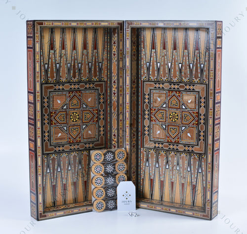 21" Foldable Chess & Backgammon Board with Mother-of-Pearl Inlay