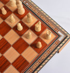 Wooden Chess Board, Handmade, 16" with Mother-of-Pearl Inlay
