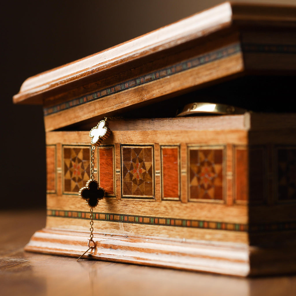 Handmade Wooden Jewelry Box with Mother-of-Pearl Inlay (Small)