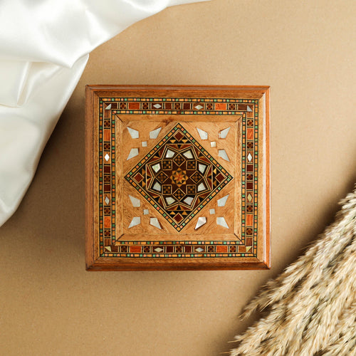 Handmade Wooden Jewelry Box with Mother-of-Pearl Inlay (Small)