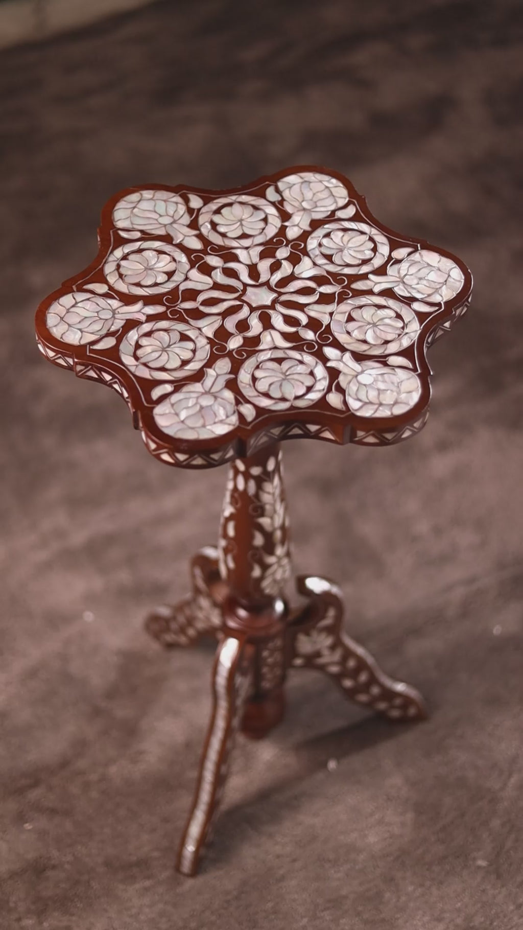 Handmade Side Table Crafted in Hardwood with Mother of Pearl | Qissa Collection