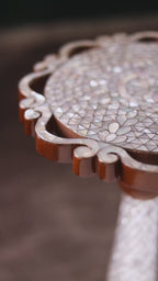 Mother of Pearl Handmade Side Table with Tin Inlay | Taj Collection D2