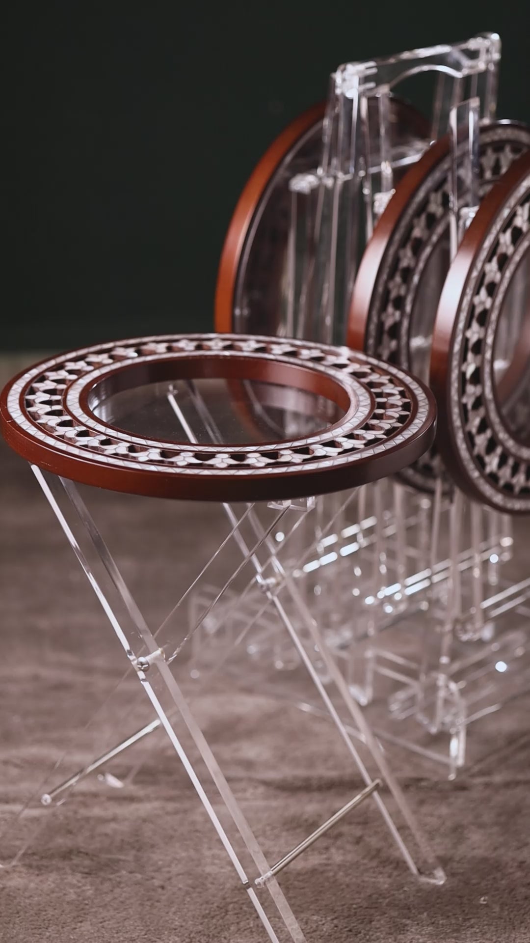 Mother of Pearl Table Set with Handmade End Table Style | Tulip Collection